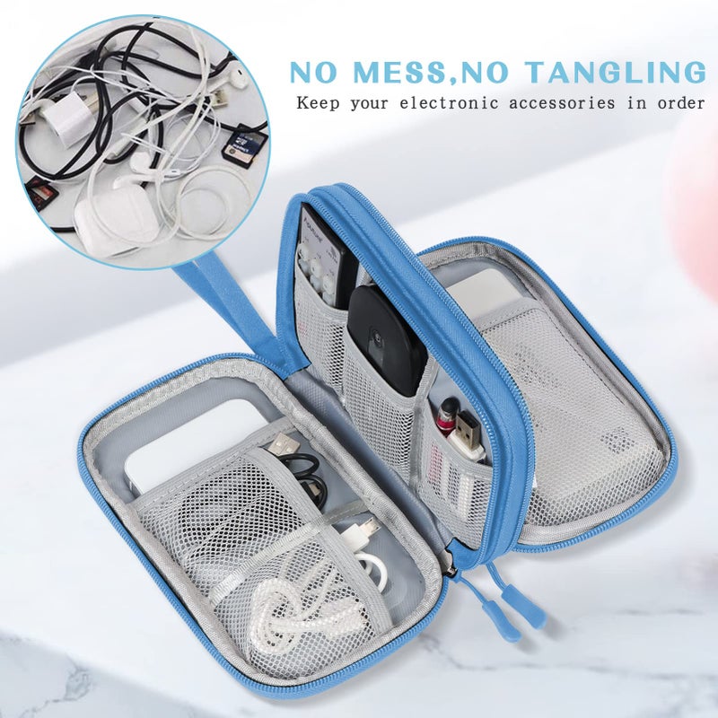 FYY Electronic Organizer  Travel Organizer Bag Pouch  Electronic Accessories Carry Case  Portable Waterproof Double Layers All-in-One Storage Bag for Cable  Cord  Charger  Phone  Earphone  Cyan - Image 5